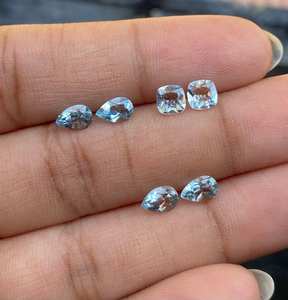 โอเอ็ม เจ็มส์ อะความารีนธรรมชาติคู่หนึ่ง |   ต่างหูรูปทรงผสมสีฟ้าทะเลและชุดแหวนแต่งงาน |   ต้นกำเนิดจากอินเดีย - Product Image 3