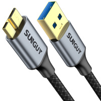 Cable de datos USB de alta velocidad SUNGUY USB A a Micro-B de 5 Gbps con trenzado de nailon, cable de carga rápida