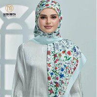 Nouvelle conception imprimé Satin soie Laser Hijab Satin carré savane 110cm Floral Bawal malaisie châle brillant écharpe pour les femmes musulmanes