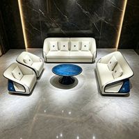 Ensemble de canapés modernes en cuir véritable, design modulaire incurvé, rembourrage confortable en éponge, pour appartement, salon, meubles