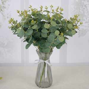 Prix d'usine, nouveau design, plante artificielle à 5 tiges, feuillage vert, feuilles d'eucalyptus pour la décoration de la maison ou de mariage - Product Image 4