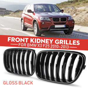 กระจังหน้าคู่ สำหรับ BMW X3 F25 ปี 2010 2011 2012 2013 สีดำด้าน/เงา สี M  อะไหล่เปลี่ยนกระจังหน้าแบบรถแข่ง - Product Image 1