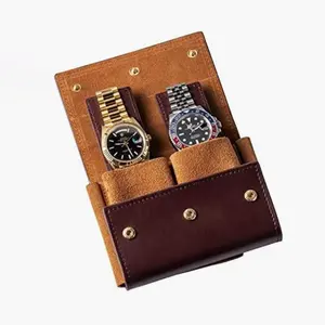 Duurzaam Horloge Travel Etui Draagbare Pu Lederen Zakje Horloge Houder Dubbele Horloge Zakjes Voor Man Vrouw