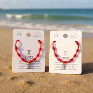 Bracelet de cheville en cordon rouge fait main en acier inoxydable avec pendentif Zodiaque Gemini Seven Star pour femme – Bijou de mode - Product Image 2