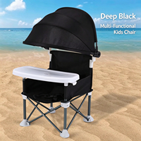 Chaise haute pliable portable pour bébé avec plateau amovible, pare-soleil, structure en acier, petite chaise d'alimentation pour pique-nique, camping, plage en extérieur
