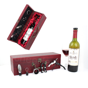 <span class=keywords><strong>Caja</strong></span> de regalo de una sola botella de <span class=keywords><strong>vino</strong></span> tinto de 750ML, Kit de accesorios de 4 piezas con mango de Metal, <span class=keywords><strong>Caja</strong></span> Individual de <span class=keywords><strong>madera</strong></span> para <span class=keywords><strong>vino</strong></span> - Product Image 5