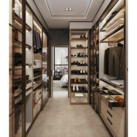 CBMmart organisateur de placard de Dressing, porte coulissante en bois, rangement de vêtements et chaussures, garde-robe de chambre à coucher