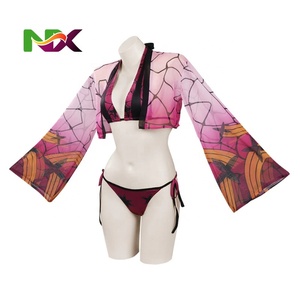 Traje de Baño Sexy de Anime Arc <span class=keywords><strong>Daki</strong></span> Cosplay, Bikini de Kimetsu No Yaiba con Cubierta, Traje de Baño de 3 Piezas, Envío Directo - Product Image 3