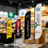Support de bannière publicitaire personnalisé pour stand de salon professionnel, drapeau publicitaire en forme de goutte d'eau, drapeau plume de plage promotionnel