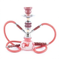 Ensemble de chicha arabe transfrontalier complet avec deux tuyaux, base métallique et bol en verre dépoli à motif chameau ; Chicha la plus vendue