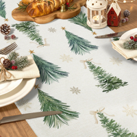Chemin de table de Noël d'hiver 210 GSM, décoration de maison, sapins de Noël, flocons de neige, vert, pour cuisine et salle à manger