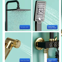 Robinet de douche encastré noir avec contrôle de la baignoire intégré et fonction Watermark