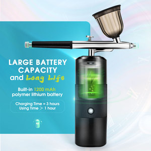 Thợ Cắt Tóc Hình Xăm Airbrush <span class=keywords><strong>Kit</strong></span> Xách Tay USB Có Thể Sạc Lại Tóc Nail Sơn Trang Điểm Phun Súng Không Dây Máy Nén Airbrush - Product Image 4