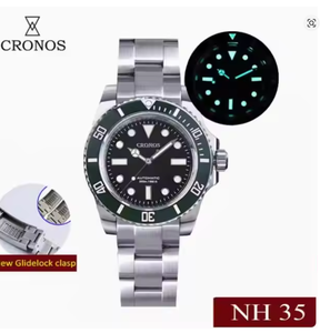 CRONOS – montre automatique pour hommes, 40mm, montre-bracelet mécanique <span class=keywords><strong>militaire</strong></span>, saphir, étanche 20ATM, BGW-9, lunette en céramique lumineuse NH35 - Product Image 5