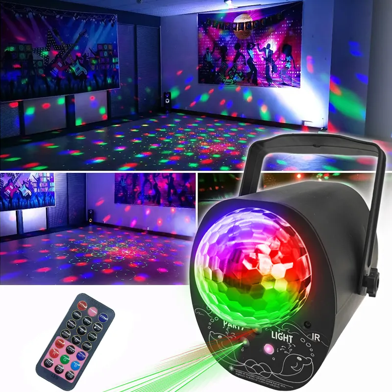 Plastic 16 in 1 Party Disco Ball LED Stage Light Sound Remote Laser Strobe Projector Light with UV