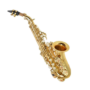 Sassofono Soprano Curvo in Si bemolle con Superficie Dorata, Strumento per Adulti e Bambini - Product Image 3