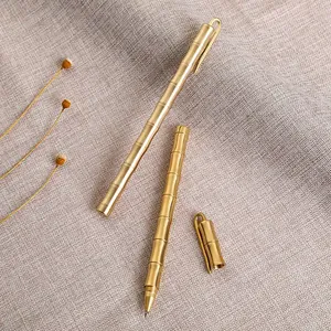 Bolígrafo de latón personalizado con elementos chinos, bolígrafo de bambú con clip dorado, regalo promocional para enviar al jefe - Product Image 5