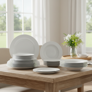 Set di Stoviglie in Porcellana Bianca Castilla da 18 Pezzi con Kit di Utensili (Stile Classico) (Ibili 692100) - Product Image 3