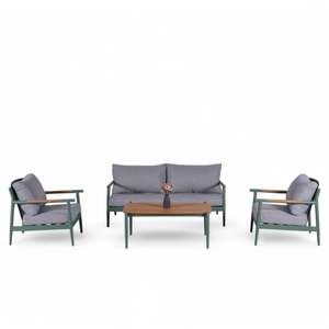 Ensemble <span class=keywords><strong>de</strong></span> <span class=keywords><strong>salon</strong></span> <span class=keywords><strong>de</strong></span> <span class=keywords><strong>jardin</strong></span> moderne <span class=keywords><strong>de</strong></span> luxe AJUNION en aluminium, mobilier d'extérieur avec table basse en <span class=keywords><strong>bois</strong></span> plastique décoratif et accoudoirs, ensemble <span class=keywords><strong>de</strong></span> patio - Product Image 1