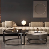 Table basse en dalle de roche minimaliste nordique, durable, moderne, salon, table à thé, circulaire, simple, combinaison nordique