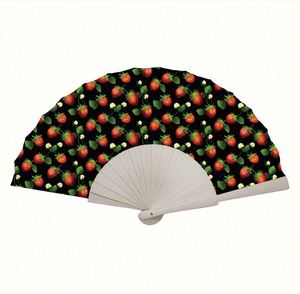 Abanico Chino Personalizable de Bambú y Poliéster, Estilo Arte Popular Pintado a Mano, para Recuerdos de Boda y Promociones - Product Image 1