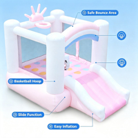 Castillo Inflable para Fiestas de Cumpleaños Infantiles, Brincolín con Decoración de Globos, Brincolín Comercial para Jardín Exterior