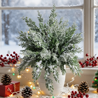 Arbre de cèdre artificiel floqué, branche de pin recouverte de neige, en pot en céramique blanche, pour la décoration de table de Noël et d'hiver