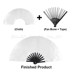 พัดลมไม้ไผ่สีดำสำหรับมือถือขนาด33ซม. พัดลมคลัตช์พิมพ์ลายเองได้ - Product Image 5