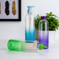 Bouteilles en plastique de 500 ml avec dégradé de couleur, flacon vide en PET pour lotion corporelle, emballage cosmétique, conforme REACH et FSSC