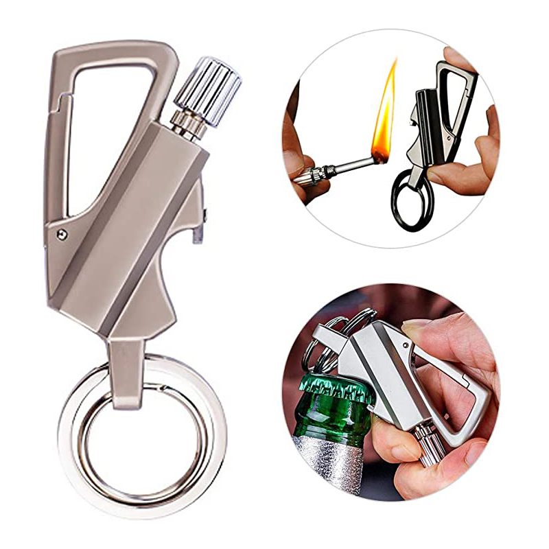 Металлический брелок, открывалка для бутылок, многоразовые многофункциональные масляные зажигалки, прикуриватель