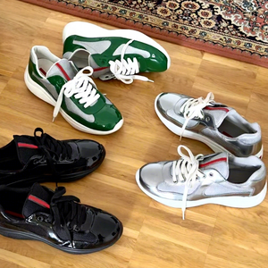 Zapatillas de deporte de cuero genuino de lujo para hombre, zapatillas de entrenamiento al aire libre de color sólido, zapatos informales de diseñador originales para caminar - Product Image 1