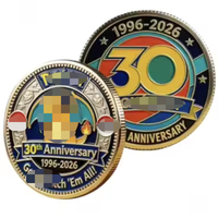 Pièce commémorative 30 ans d'Anime, édition logo petit dragon de feu 30, jeton métallique doré pour collectionneurs (1996-2026)