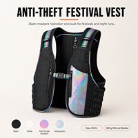 Sac à dos d'hydratation LED pour festival de musique avec poche principale de 3L, poche à eau de 2L, batterie rechargeable USB et modes lumineux pour course nocturne