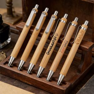 Customized Logo Advertising Bamboo and Wood Push-Button Promotional Gift Engraved Bamboo Ballpoint Pen - Product Image 6