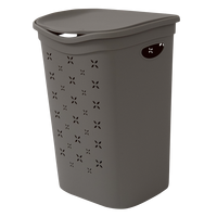 Corbeille à linge moderne Belli E Forti, fabrication italienne, 55 L, taupe, 370x395x535mm, en plastique avec couvercle pour le rangement du linge