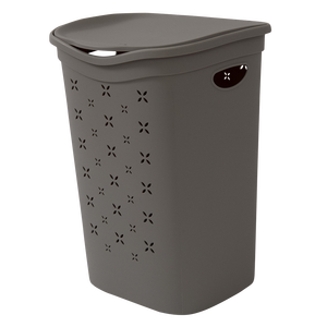 Laundry <b>Bin</b> Lt 55 Taupe 370x395x535mm <b>Plastic</b> With Lid For Laundry <b>Storage</b> - Product Image 1