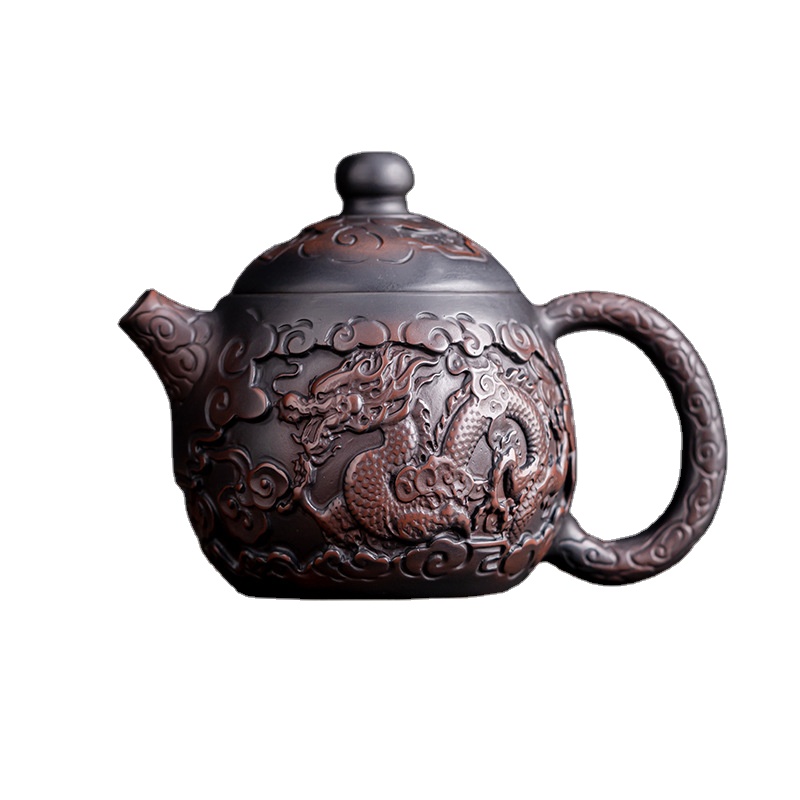 Фиолетовый керамический чайник ручной работы с ворсом и резьбой Xianglong, чайный набор для кунг-фу, Фиолетовый глиняный горшок ручной работы, керамический чайник для приготовления чая