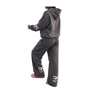 Conjunto Deportivo con Capucha para Mujer, Sudadera de Manga Larga y Pantalones Deportivos Gris Oscuro, Ropa Casual para Estar en Casa - Product Image 4