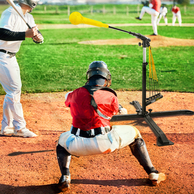 Baseball Swing Trainer Equipment for Batting Practice with Height and Speed Adjustment