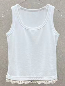 Women's Lace Trim Spliced Cami Tank <b>Top</b>, Versatile Sleeveless <b>Top</b> for Daily <b>Layering</b> Casual Wear - Product Image 5