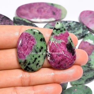 Piedra preciosa suelta cabujón en forma de mezcla de zoisita de rubí Natural para la fabricación de joyas, verde y roja única piedra pulida, perfecta para anillos - Product Image 3