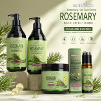 Ensemble professionnel pour la croissance des cheveux à la rosemaine 4 en 1 : shampooing, après-shampooing, masque capillaire et huile essentielle à la biotine et à la kératine