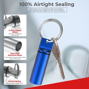 Pequeño Porta Pastillas Portátil Tipo Llavero, Mini Botella de Metal para Medicamentos, Estuche Organizador de Pastillas de Aleación de Aluminio Impermeable, Contenedor Metálico - Product Image 2