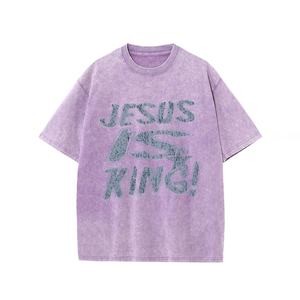 Camiseta de Hombre, Estilo Hip Hop Urbano, Lavado Ácido, Vintage, 100% Algodón, Tejido de Punto, Manga Regular, Talla Grande, Alta Calidad, Digital - Product Image 4