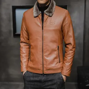 2021新款到货秋季冬装男式皮夹克配丝绒衬里防风批发价格优质男式夹克