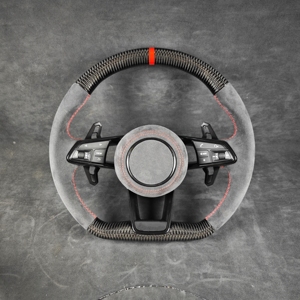 Volant de voiture pour <span class=keywords><strong>Audi</strong></span> RS4 A4 B8.5 <span class=keywords><strong>TT</strong></span> 8J A4 B6 4F S8 D4 S4 B8.B9 RS3 8V A6 C6 4F <span class=keywords><strong>TT</strong></span> <span class=keywords><strong>MK1</strong></span> Volant de direction en fibre de carbone forgé - Product Image 6