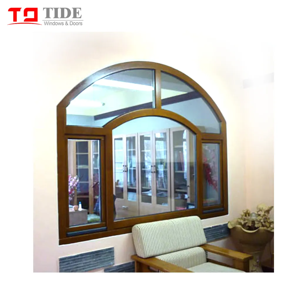 Aluminum and wood round window with double tempered glazed