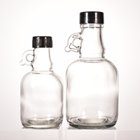 Bouteille en verre de style gallon de 8 OZ et 16 OZ, vide, mini-bouteille pour sucre, sirop contre la toux, sirop d'érable, liqueur, 250 ml et 500 ml avec poignée