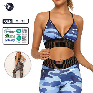 Ensemble de sport 2 pièces pour femmes Ensemble de vêtements d'entraînement Yoga Crop Tank Top <span class=keywords><strong>Camoufl</strong></span> Print Strappy Bra and Leggings Suit - Product Image 1