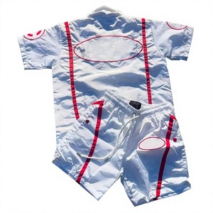 Conjunto de Camiseta Polo y Pantalones Cortos de Punto Personalizados para Hombre, Transpirables, Resistentes al Viento, con Logotipo Frontal, Estilo Urbano, para Playa y Verano - Product Image 4